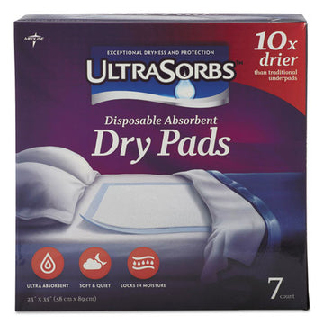 Medline Ultrasorbs Disposable Dry Pads, 23" X 35", White, 7-box, 6-carton freeshipping - TVN Wholesale